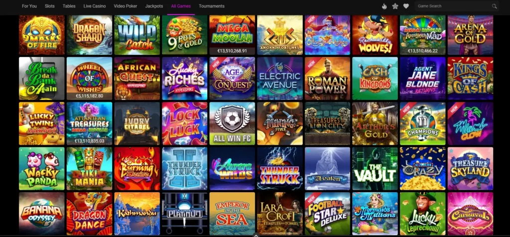 La gama de juegos de JackpotCity Casino